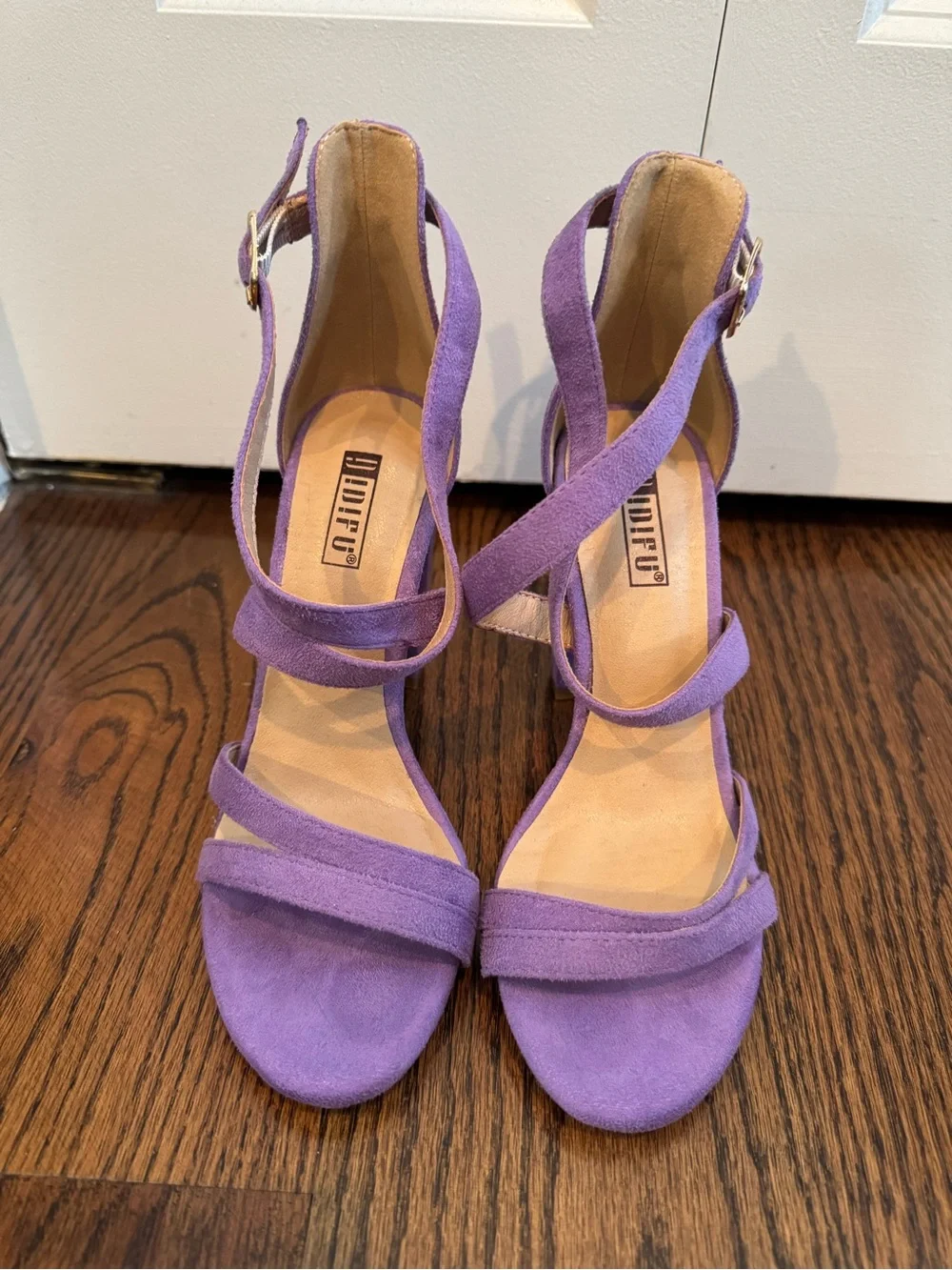 MIIFU Lavender Faux Suede Block Heel Sandals | Ankle Strap | Size 5.5